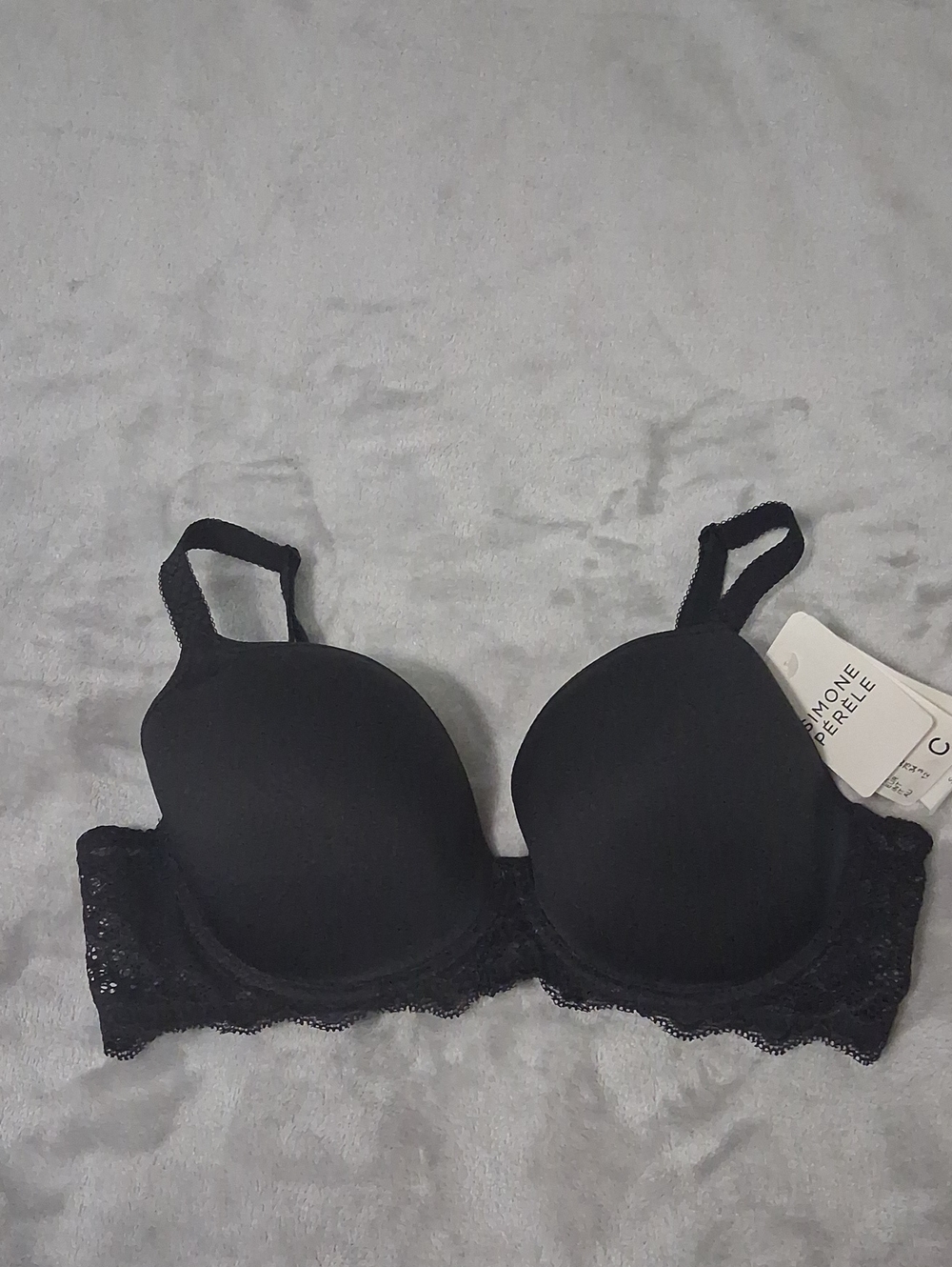 Simone Perele Caresse Black Demi Cup Lace-Trim  Bra 34C
